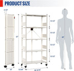 WORKPRO 5-Tier Folding Shelf, No-Assembly Metal Storage Rack with Wheels, 750 lbs Capacity (with Leveling Feet), Collapsible Shelving Unit for Kitchen, Pantry, Closet & Craft Shows - White