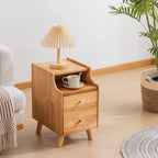 Small Nightstand, Narrow Nightstand, Solid Wood Night Stand, Narrow Side Table for Small Spaces, Couch, Nature Color 11.81 in Wide