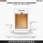 Rev-A-Shelf Kitchen Cabinet Pullout Shelf and Drawer Organizer Slide Out Pantry Storage Basket in Multiple Sizes, 18 x 22 In, 5WB1-1822CR-1