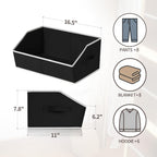 Closet Baskets for Shelves Trapezoid - Decorative Storage Baskets with Handle, Closet Bins for Organization, Shelf Storage Bins for Clothes, Books, Home, Office, 8 Pack, Black