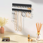 Necklace Holder Hanging Jewelry Organizer - Self-Adhesive Wall Jewelry Organizer for Necklace, 2 PCS, Black