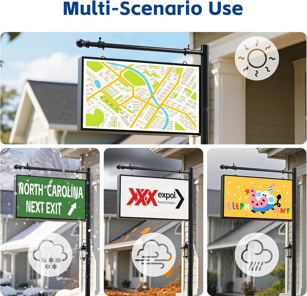 Real Estate Sign Posts 7FT Wind-Resistant Yard Sign Holder with Adjustable 32...