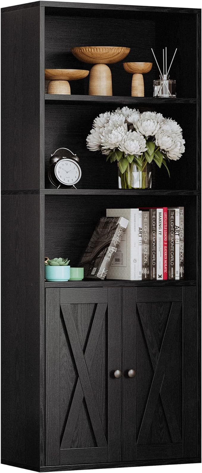 IRONCK Industrial Bookshelves and Bookcases with Doors 11.8 in Depth Floor St...
