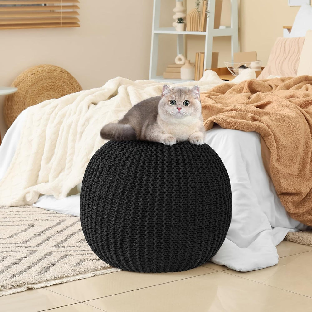 Pouf Ottoman Stuffed Round Modern Foam Filled Foot Rest Poufs for Living Room...