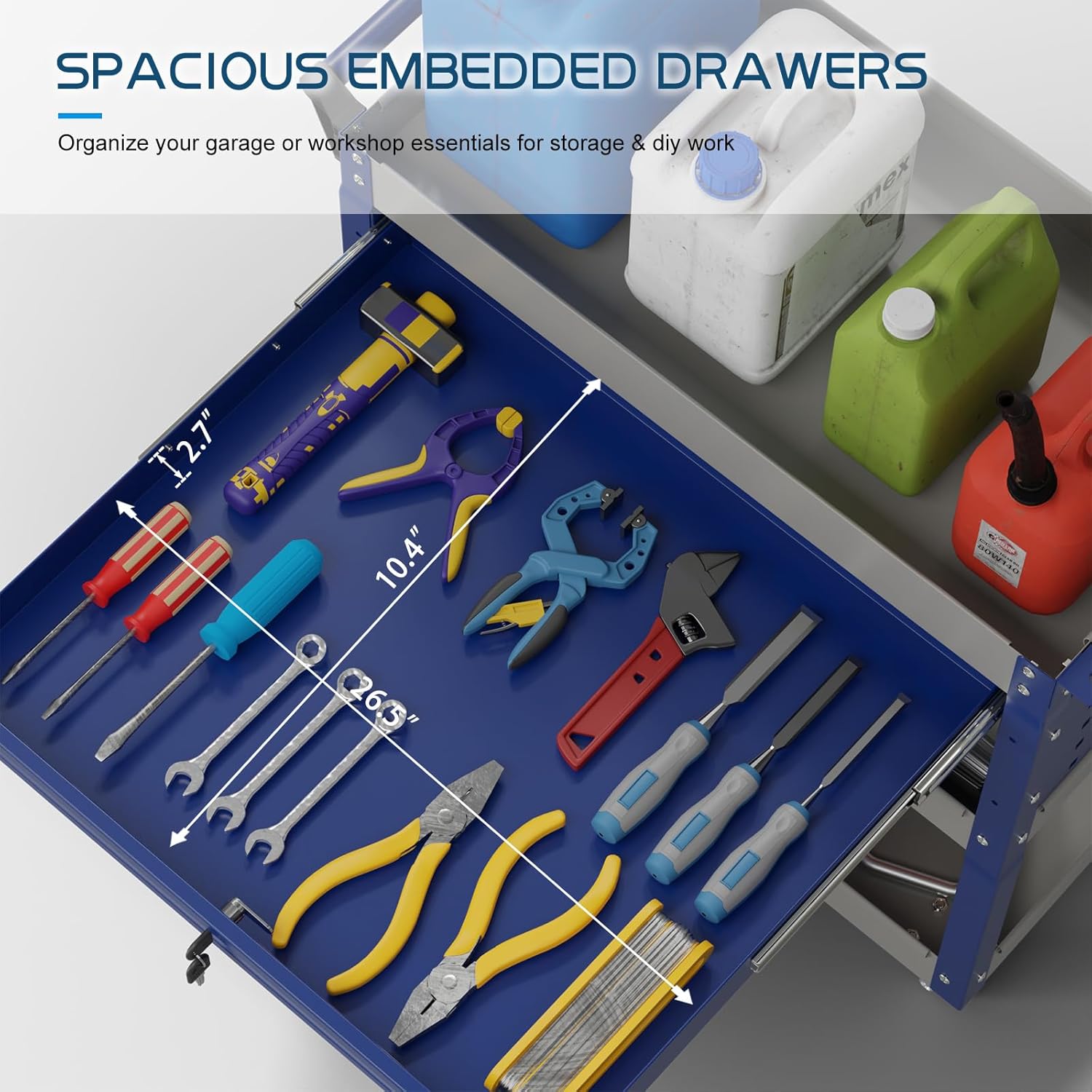 Heavy Duty 3 Tier Tool Cart, Mechanic Metal Rolling Tool Cart with Storage Drawers for Garage Workshop
