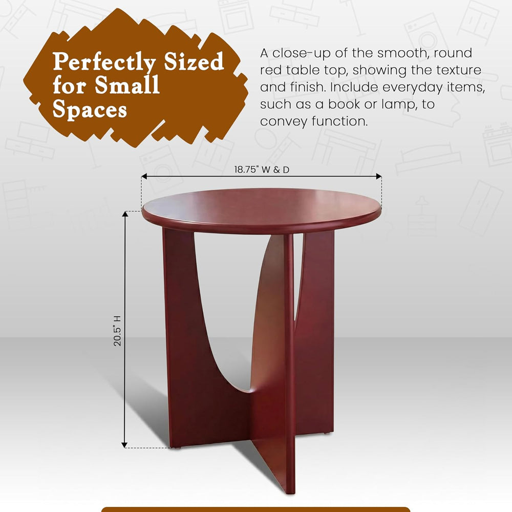 KB Designs - Side End Table Modern Round Wood Accent Table with Sculptural U ...