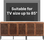 Farmhouse TV Stand for TVs up to 85 inch, 2 in 1 Entertainment Center TV Console with Metal Base & Storage Cabinets,Media Console for Living Room, Dark Brown