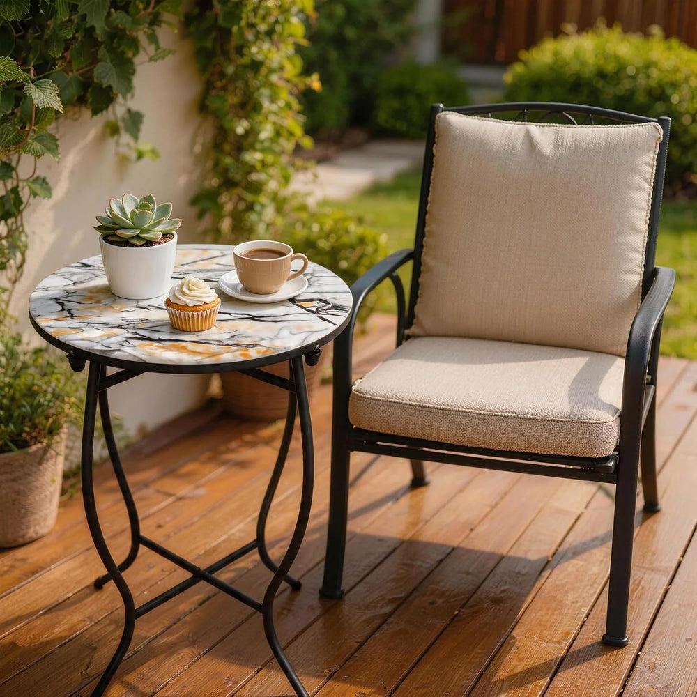 Indoor Side Table for Small Space, Versatile 21 Inch Tall Round Side Table fo...