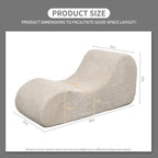 Rattaner Corduroy Chaise Lounge Chair Couch Indoor Boneless Oversized High-Density Sponge Soft Sofa for Yoga, Khaki