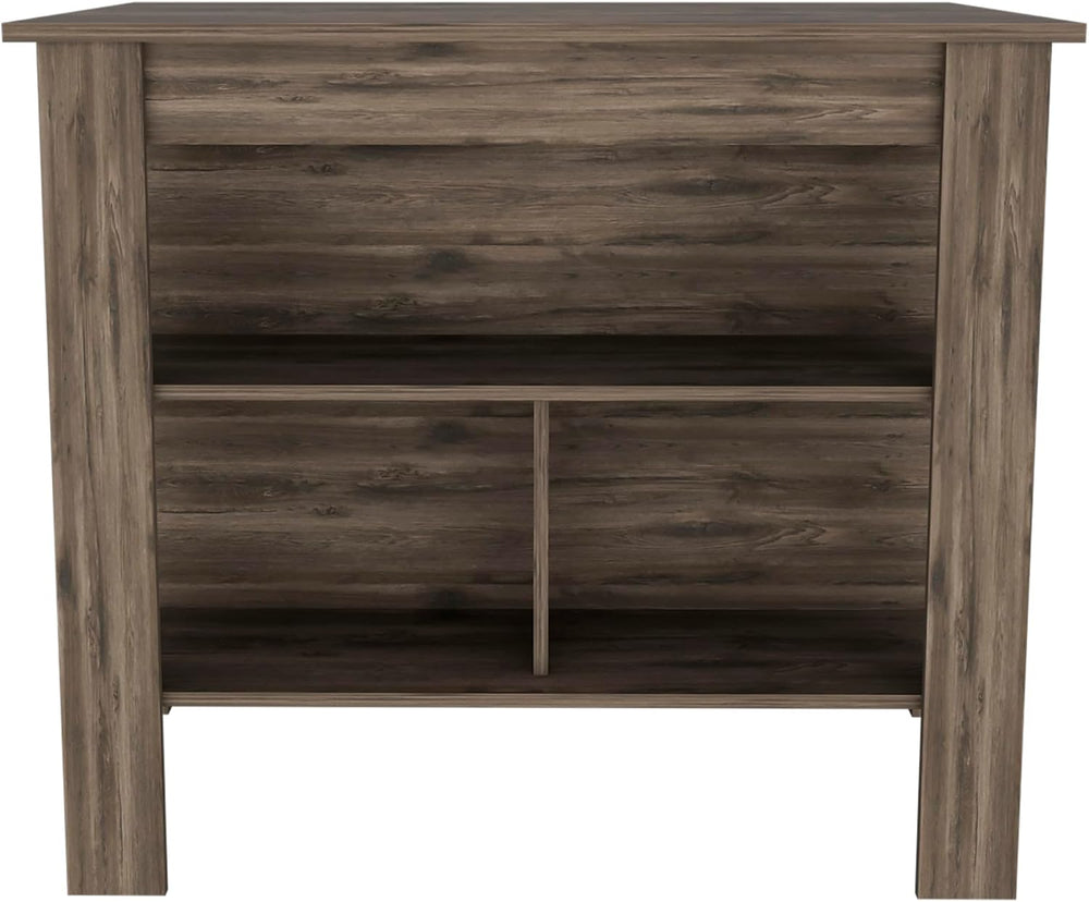 Kitchen Island with Four Legs and Three Shelves in Dark Brown | Three storage...