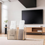 LINFIDITE 2 Pack Adhesive TV Remote Control Holder Wall Mount TV Remote Holder For Bedside Wall Remote Control Caddy Storage Organizer Stand Box （For 2 Or 4 Remote Controls – Clear Brown）