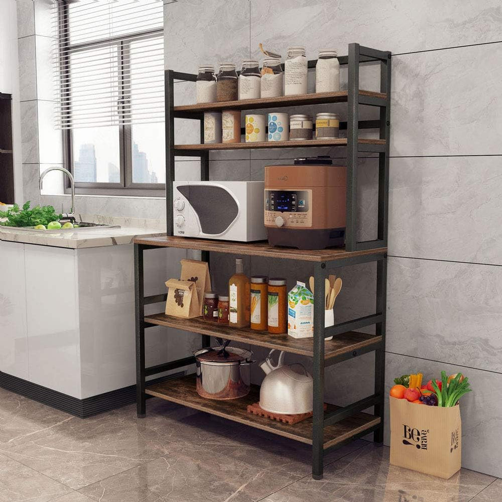 Tribesigns 5-Tier Kitchen Bakers Rack with Hutch, Industrial Microwave Oven S...
