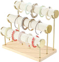 Coward Bracelet Holder Stand Rack, Removable Bracelet Display Organizer, T-Bar Wood Base Bangle Watch Scrunchies Jewelry Storage Towers for Home Desk or Shop Selling (3 Layer)