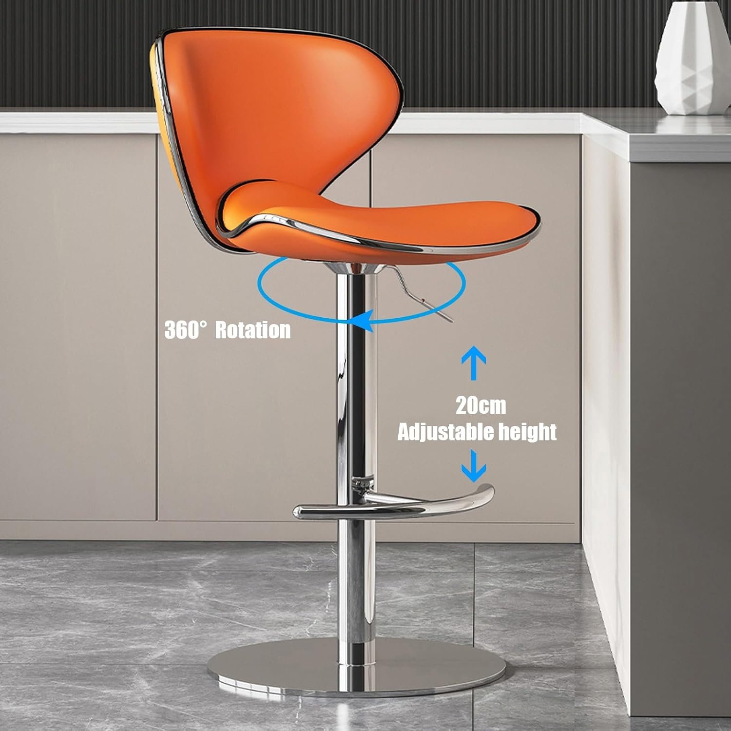 Bar Stools, Adjustable Swivel Barstools, Tall Executive Office Chair, with Comfy Low Back Lumbar Support, for Pub Coffee Home Dinning Kitchen Island(Black)