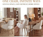 Linen Dining Chairs Set of 4 Upholstered Accent Chairs Side Chair with Wood Legs for Living Room/Dining Room/Bedroom/Restaurant, Upgraded Size, Cream