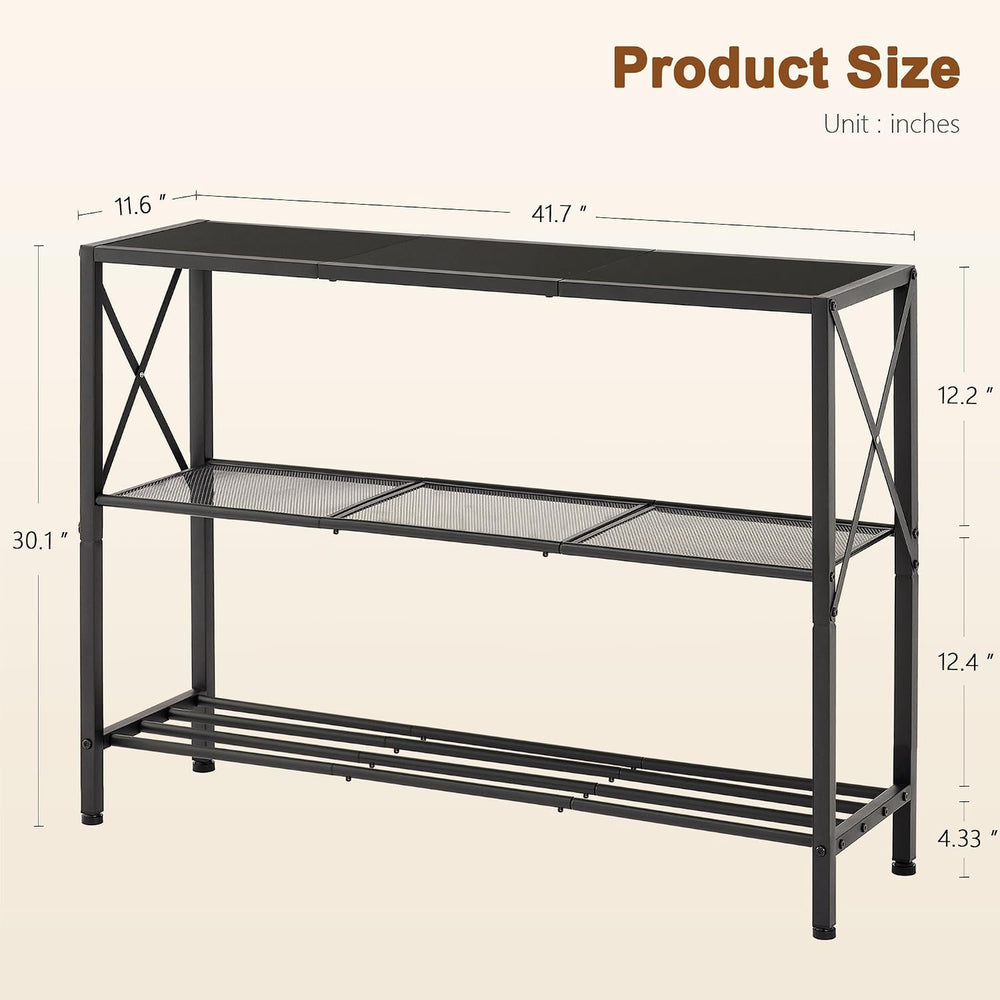 Hoctieon Industrial Console Table, 3 Tier Entryway Table, Hallway Table, Narr...