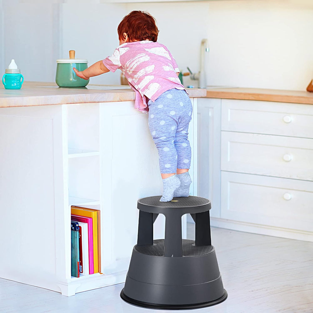 BETTARY Rolling Step Stool with Wheels, Kick Step Stool with 330 LBS Weight C...