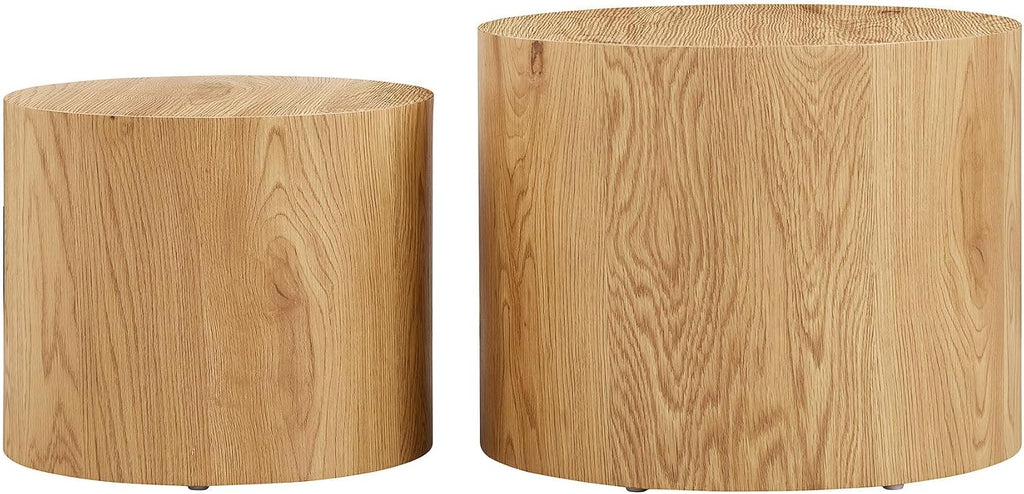 WILLIAMSPACE Round Nesting Coffee Table Set of 2, Modern Wooden Coffee Tables Circle Center Table for Small Space Accent End Side Table for Living Room Bedroom, No Assembling (Natural)