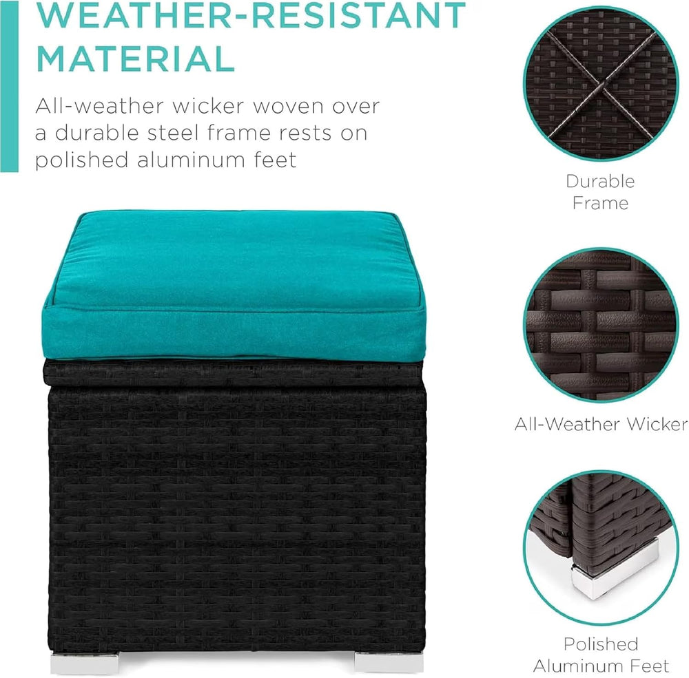 2 Wicker Ottomans, Multipurpose Outdoor Patio Ottoman Furniture, Additional S...