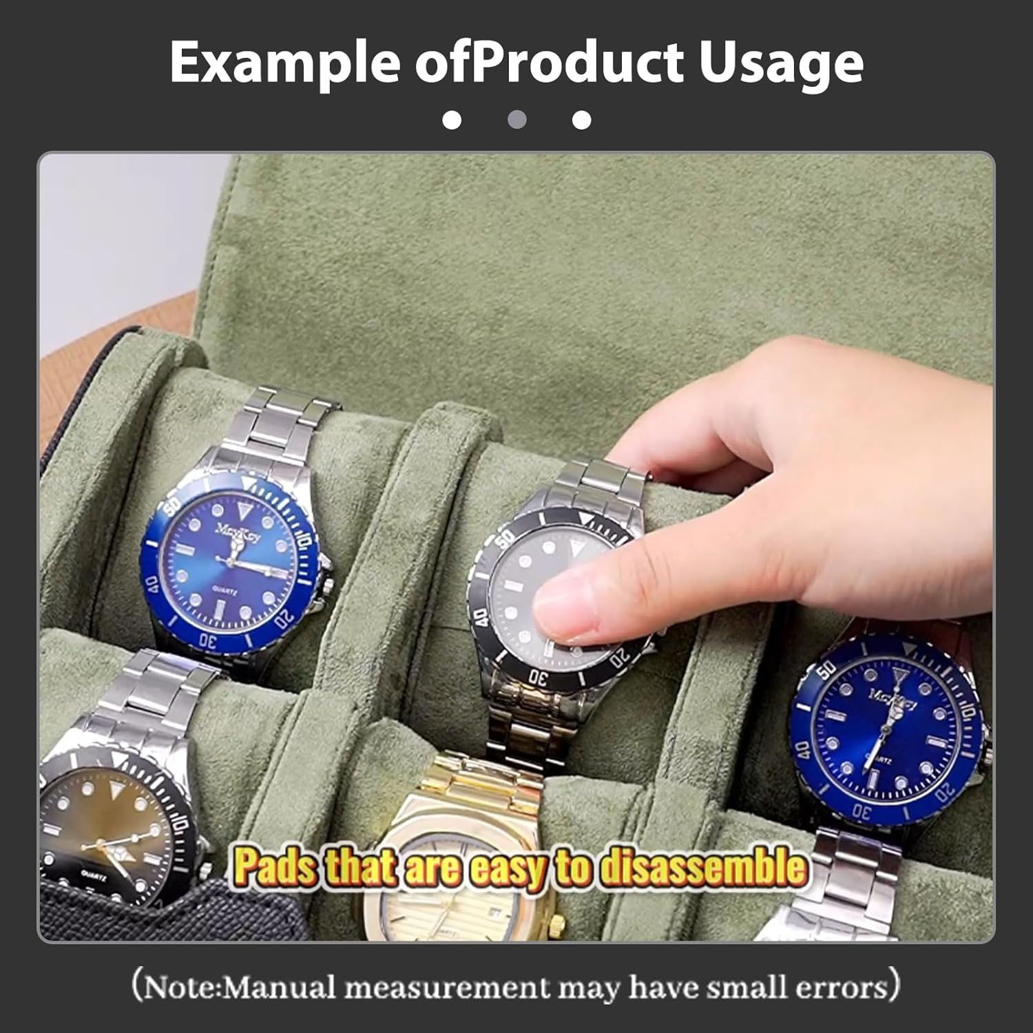 6 Watch Travel Cases for Men - Watch Roll 6 Slots Travel ﻿black Multifunctional Watch Display Box Cabinet ，Christmas Gift for Man/Woman/Office ﻿