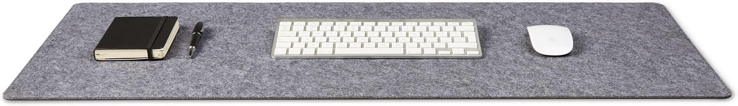 Premium Felt Desk Mat | Large 15.75" x 36" | Multifunctional Desk Pad for Home Office | Mid Gray