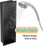 Stainless Steel Shower Niche 24" X 8", No-Tile Needed Wall Niche Double Shelves, Recessed Shower Storage, Matte Black