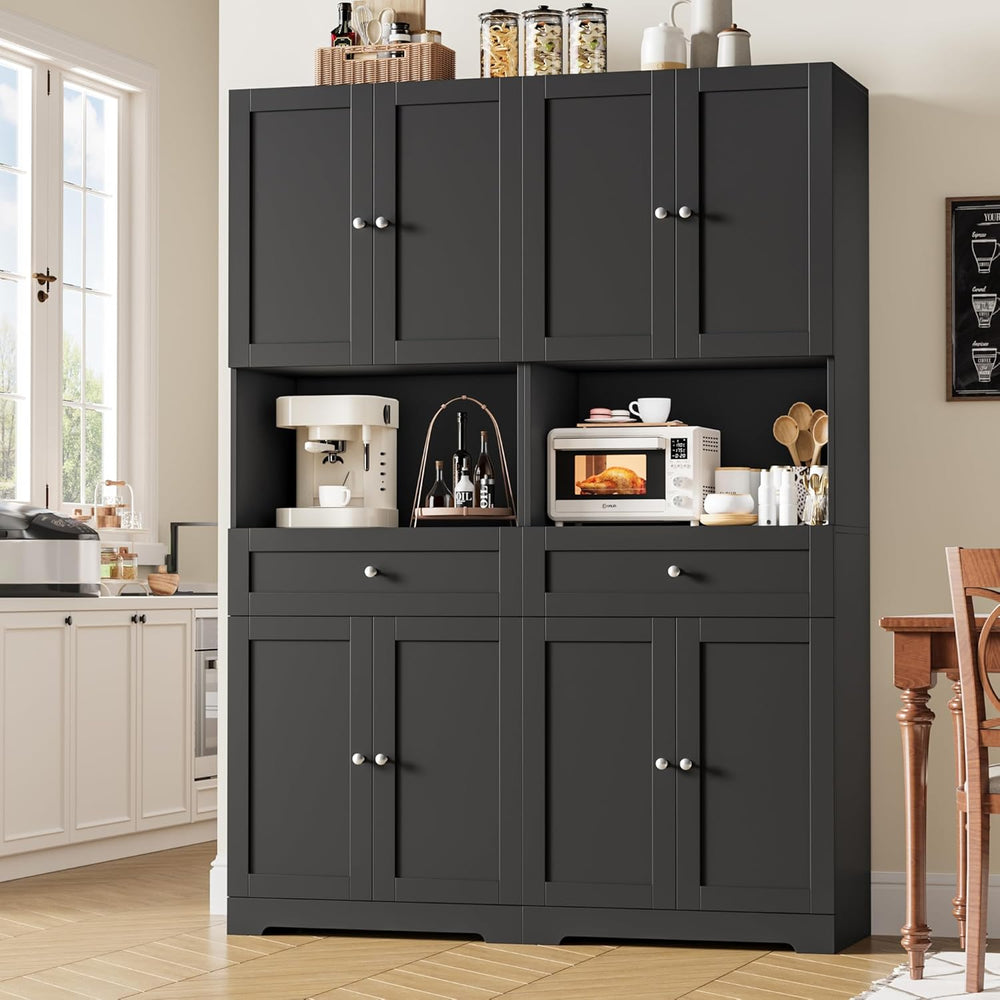HIFIT 2 Pcs Tall Kitchen Pantry Cabinet, Large Kitchen Hutch Storage Cabinet ...