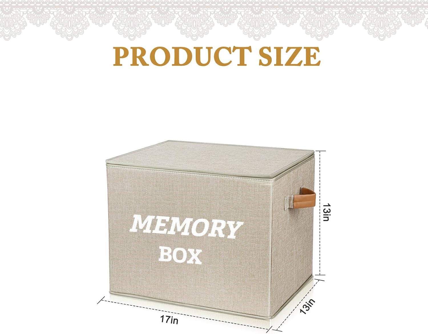 Lukeline Memory Box for Keepsake, Decorative Keepsake Bin with Handles,Memory Box Keepsakes Gift for Anniversary, Wedding, Birthday, Valentines Day