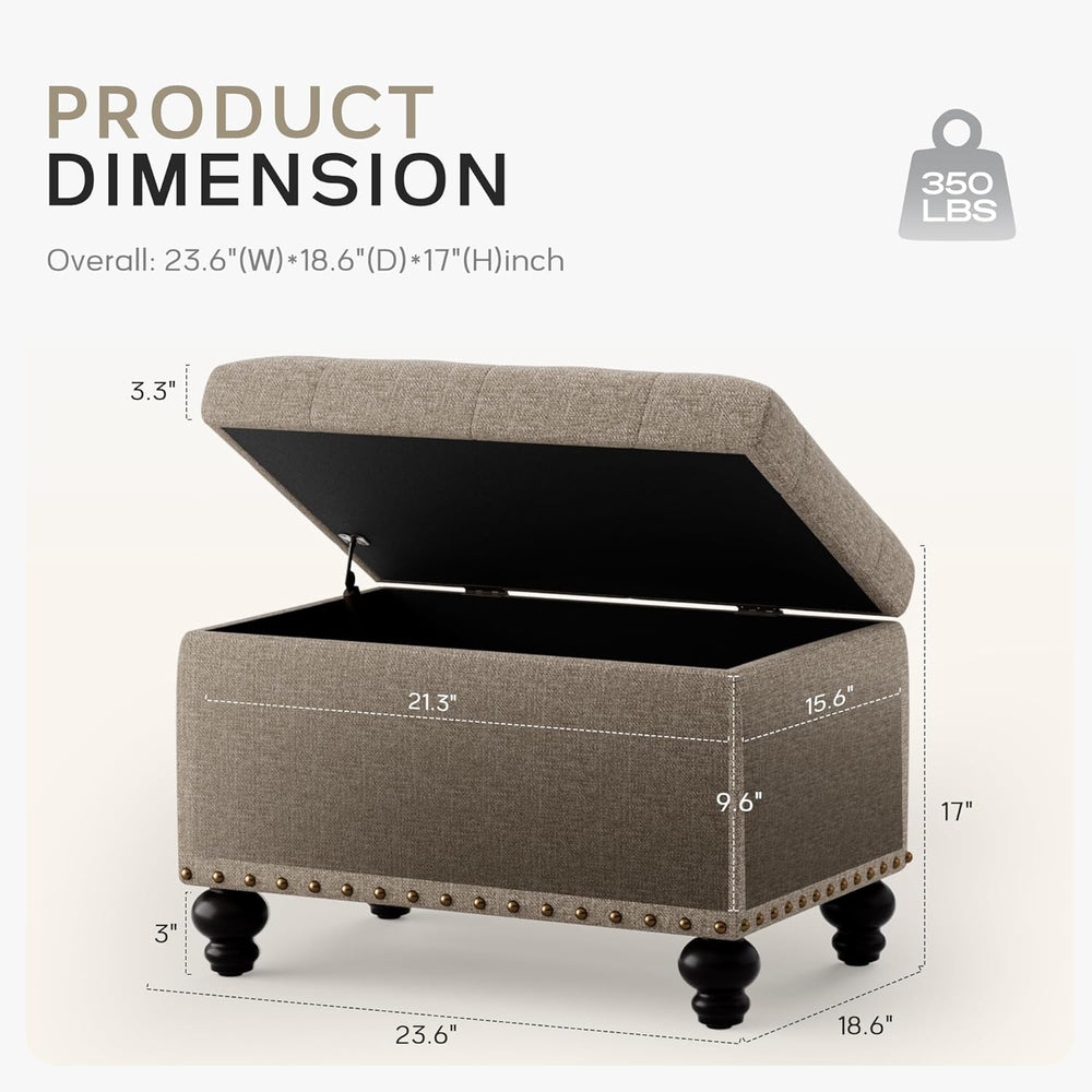 Zihanhome Small Ottoman with Storage, Upholstered Button Tufted Ottoman Foot ...