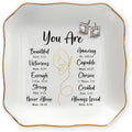 Christian Gifts for Women - You Are 4"x4" Ceramic Jewelry Dish Tray | Appreciation Gifts, Christian Gift, Gold Trim Design, Ring Dish for Women, Desk Vanity Decor, Polished Finish