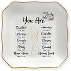 Christian Gifts for Women - You Are 4"x4" Ceramic Jewelry Dish Tray | Appreciation Gifts, Christian Gift, Gold Trim Design, Ring Dish for Women, Desk Vanity Decor, Polished Finish