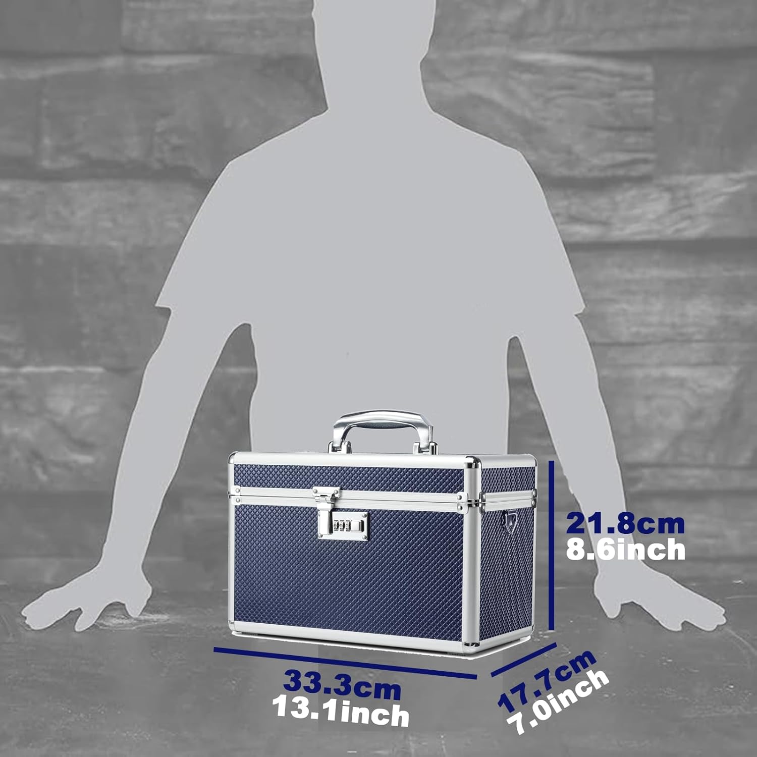 Storage Lock Box with Combination code, Lockable Medicine Storage Case, Empty First Aid Box, Security Lock Box, Multipurpose Lockbox for Home and Outdoor Use (Blue, Large)