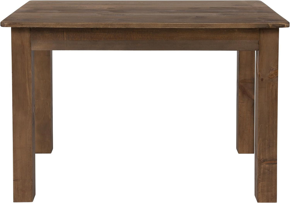 EMMA + OLIVER 46" x 30" Antique Rustic Solid Pine Farm Dining Table