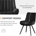 Dining Chairs Set of 4, Faux Leather Mid Century Modern Kitchen Chairs with Soft Cushion, Comfortable Upholstered Dining Room Chairs for Kitchen, Black