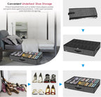 Onlyeasy Sturdy Under Bed Shoe Storage Solution Organizer For Closet Fit 16x2 Pairs, Underbed Shoes Container Bags with Reinforced Handles, Breathable, Linen-like Black, MXAUBS16P2