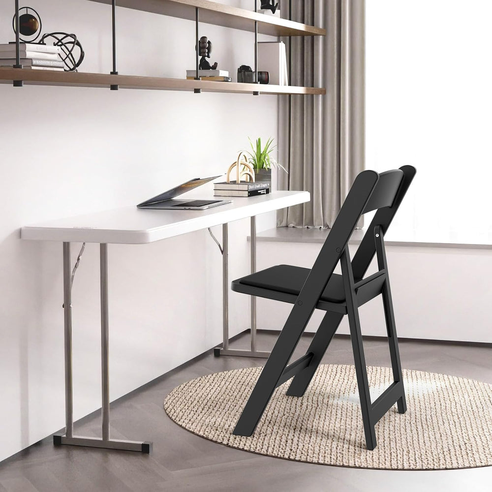 VINGLI Resin Folding Chairs with Cushion, Foldable Plastic Chair with Comfort...