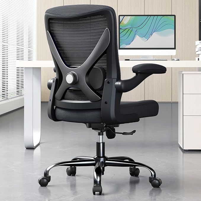 Ergonomic Office Chair with Lumbar Support - Adjustable Computer Desk Chairs for Home Office, Gaming, and Work - Comfortable and Supportive Desk Chairs for Adults (Black)