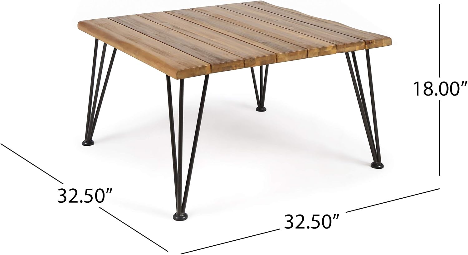 Christopher Knight Home Zion Outdoor Industrial Acacia Wood Coffee Table with Iron Frame, Teak Finish / Rustic Metal