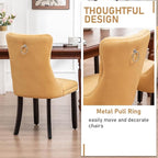 Mid Century Modern Dining Chair Set of 2 Velvet Upholstered Dining Accent Chair Farmhouse Dining Chairs with High Back and Nailhead Trim for Kitchen, Living Room, Bedroom (Gold)