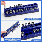 12 Pcs Magnetic Socket Organizer Set Compatible with SAE and Metric Magnetic Holders 1/4'', 3/8'', 1/2'' Drive Socket Trays Hold 286 Standard and Deep Size, No Sockets(Colors A)