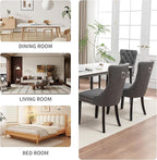 Leather Dining Chairs Set of 2, Upholstered Dining Room Chairs with Nailhead Trim, Sillas de Comedor Modernas 2, Wooden Kitchen Chairs for Dining Room, Living Room, Kitchen, Bedroom, Grey
