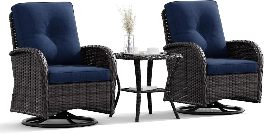 Joyside Patio Swivel Rocker Wicker Chairs - Outdoor Swivel Rocking Chairs Set...