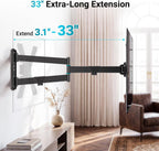 BONTEC Full Motion Corner TV Wall Mount for 31-75 Inch TVs, 33 in Long Arm Wall Mount Bracket, Swivel and Tilt with Landscape to Portrait Rotation, Holds 110 lbs, Heavy Duty Steel, Max VESA 600x400 mm