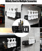 2 Pack E-Track Spray Bottle Holder, Heavy Duty Spray Can Rack for Enclosed Trailer, Wall Mount Bottle Organizer 7-Bottle Capacity with Tool Organizer, E Track Accessories