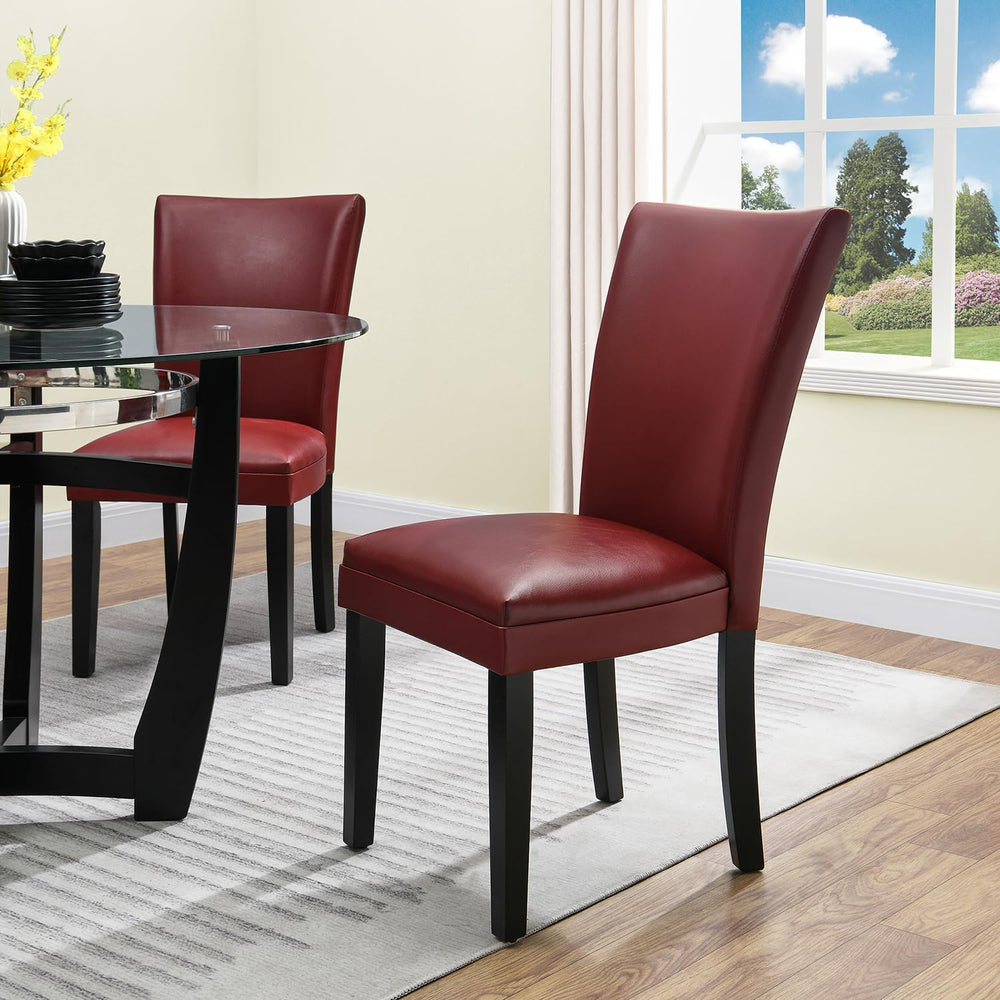 Set of 2 Retro Dining Chairs, Upholstered Parsons Chairs with Wooden Legs &am...