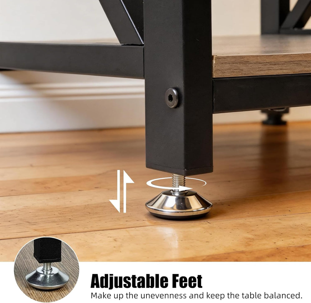 TooCust Square End Table with Storage Shelf, 24 inch Large Side Table with Ro...