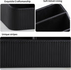 Remote Control Holder with 4 Compartments, PU Leather Small Nightstand Organizer for Home Desk Accessories Office Supplies, Multifunctional Stylish Small Bedside Desktop Organizers (Black)