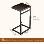 facka C Shaped TV Tray Table, Adjustable Height & 0-60° Tilt for Couch | C Table Sofa Side End Table with Stopper Ledge, Couch Table for Eating, Laptop, Reading & Small Spaces Brown