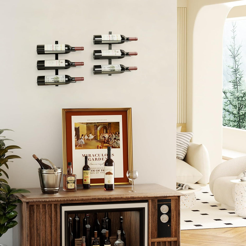 B4Life Wine Rack Wall Mounted 6 Bottles, Metal Hanging Wink Racks for Wall | Collectors, Liquor, Champagne, Under-Stair Walls, Wine Cellars, Decorative Display With Empty Bottles, Home Bar, Cellar