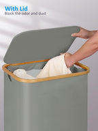 efluky Laundry Basket with Wheels, Tall Rolling Laundry Hamper with Lid and Removable Bag, Aesthetic Dirty Clothes Hamper on Wheels for Laundry Room, Bedroom, Dorm and Bathroom, 100L Grey